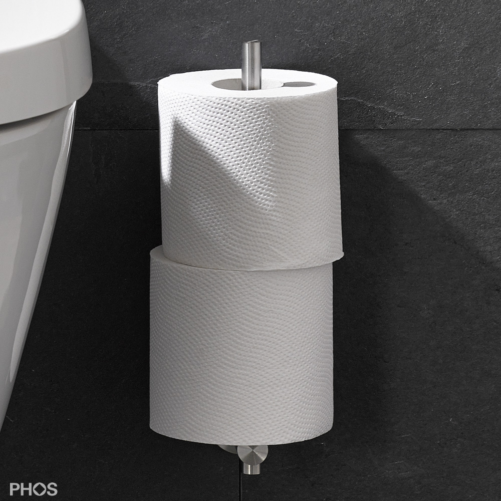 Ersatzrollenhalter RTPH2-260D für zwei Rollen Toilettenpapier mit großer Montagerosette und stabiler Verdrehsicherung. Besonders geeignet für den öffentlichen Bereich.