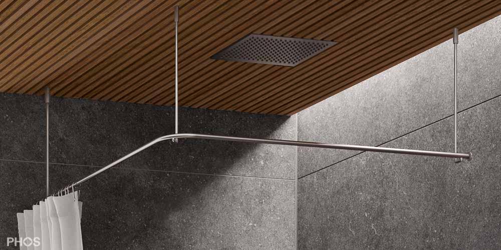 PHOS Design winkelflexibles Dachschrägen-Lager STW für PHOS Duschvorhangstangen 