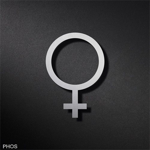 WC-Schild als Gender Symbol Damen P2601. Dieses Edelstahl Piktogramm entspricht dem astronomischen Symbol für den Planeten Venus.
