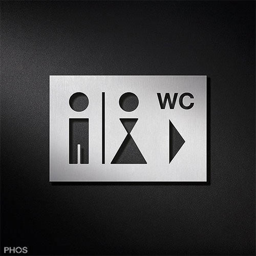 WC-Toilettenschild Herren | Damen Richtungspfeil WC Piktogramm-Kombination PS0205