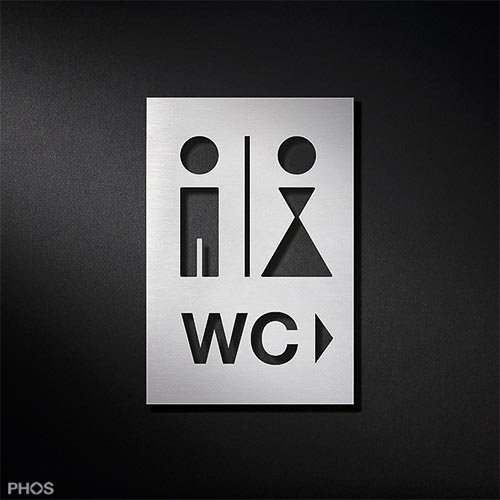 WC-Toilettenschild Herren | Damenu Richtungspfeil WC Piktogramm-Kombination PS0207
