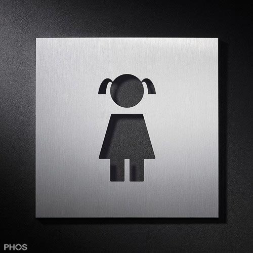 WC-Schild, Toilettenschild Edelstahl Mädchen PS1001