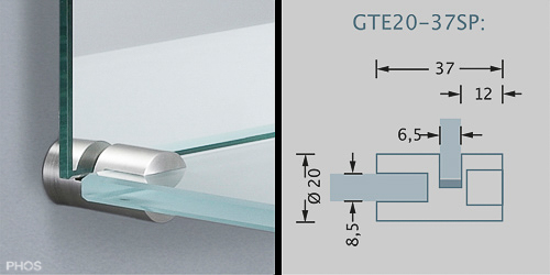 Glasbodenträger/Spiegelhalter GTE20-37SP