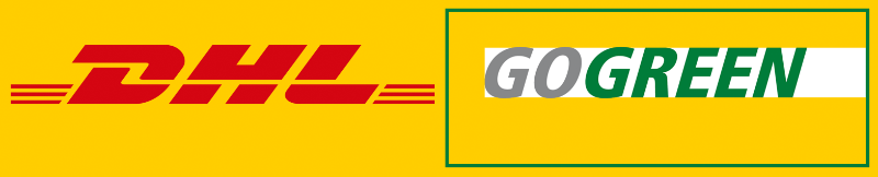 Logo DHL GoGreen DHL emissionsarme oder emissionsneutrale Transportmöglichkeiten
