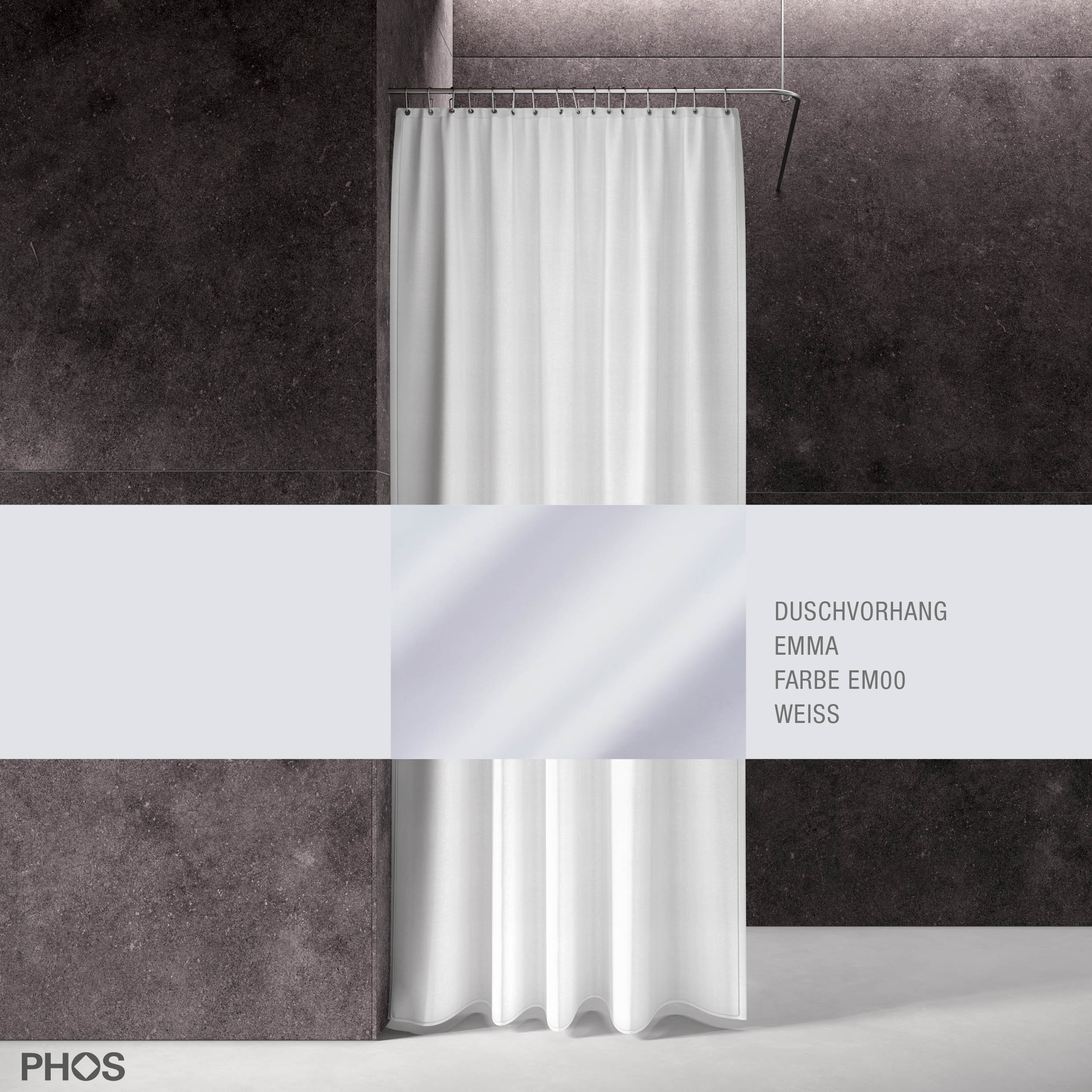 Duschvorhang EMMA Weiß, 200 cm x 200 cm