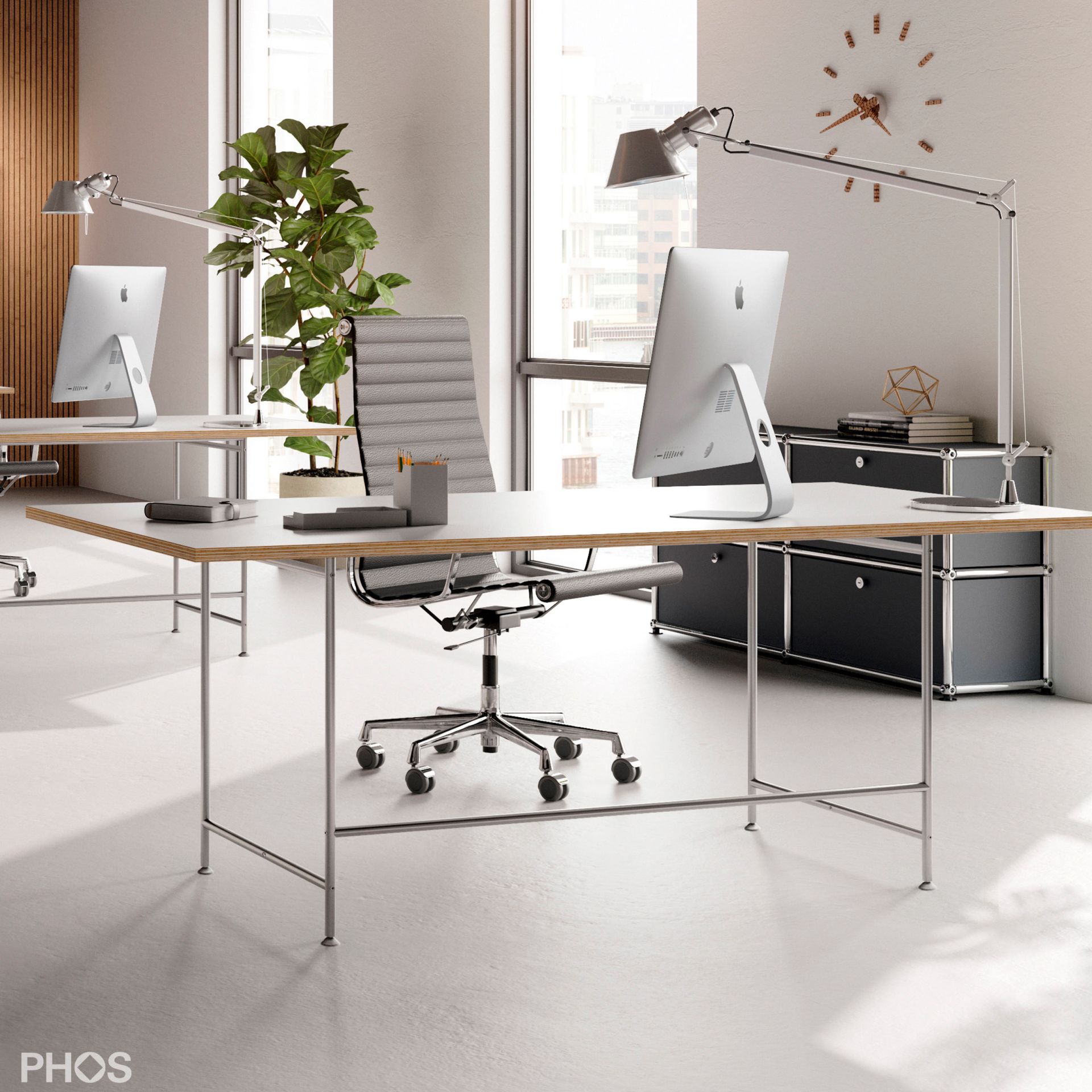 Karlsruher Tisch - Schreibtisch - weiß - 200x90 cm