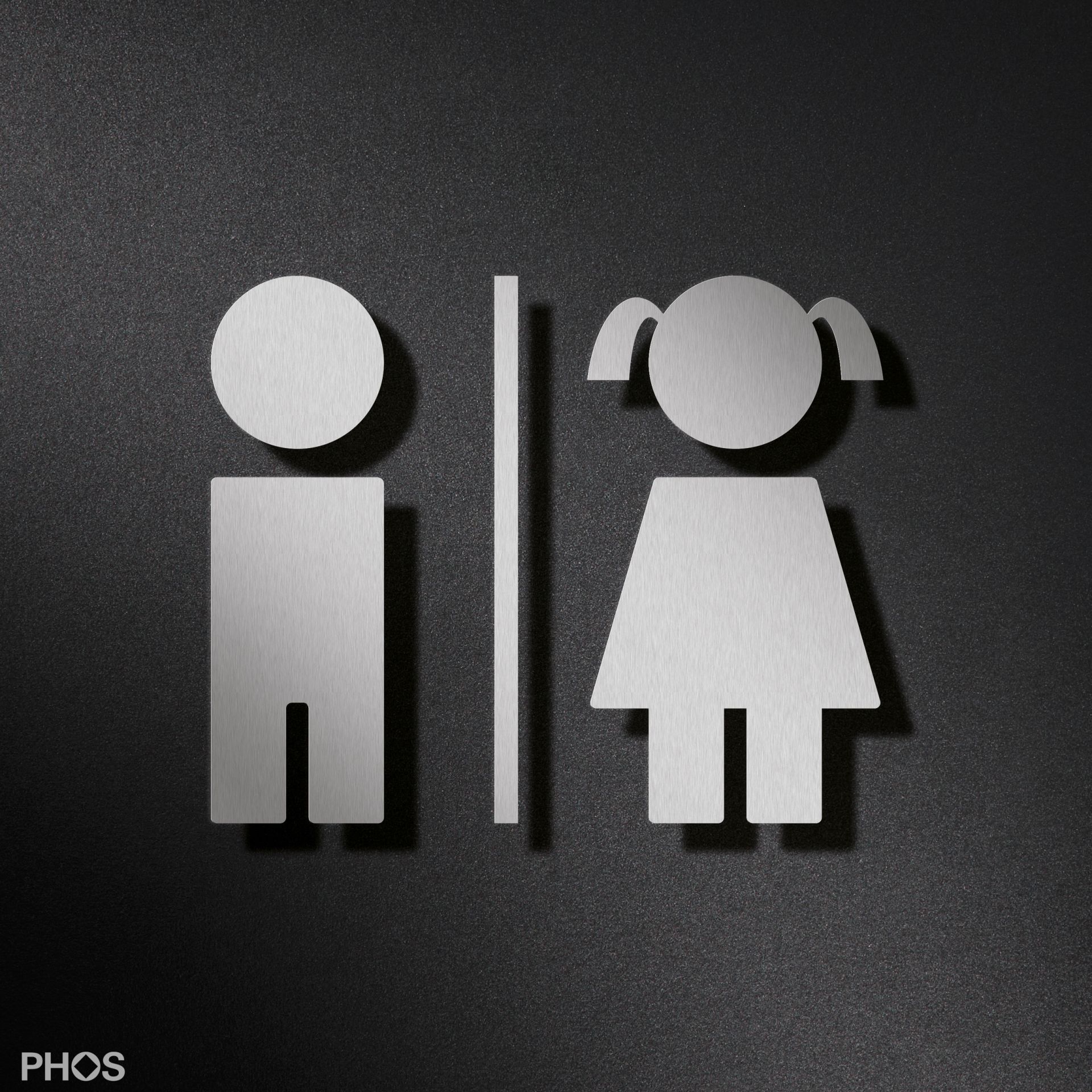 Hochwertiges WC-Piktogramm aus Edelstahl für Jungen & Mädchen