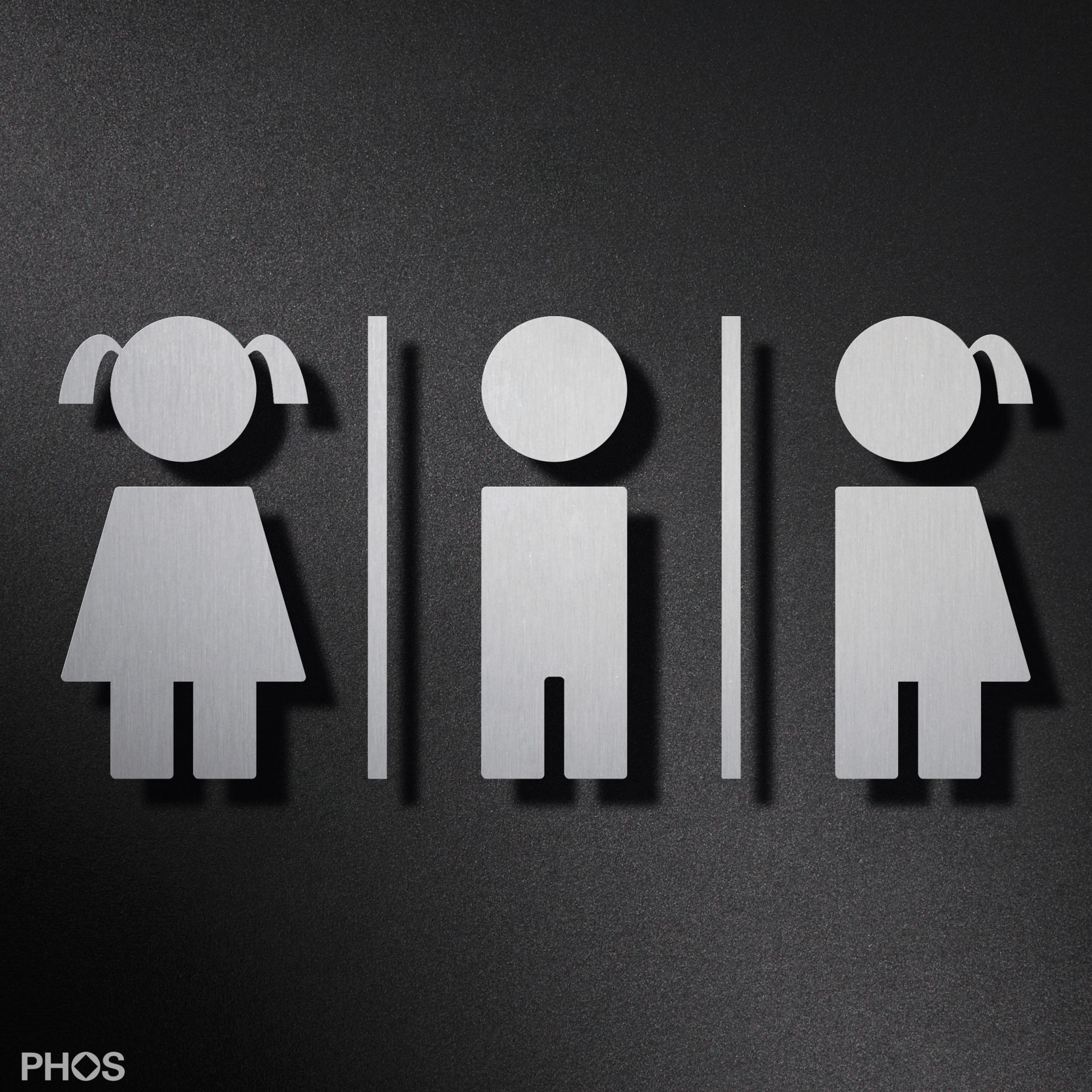 WC Piktogramm Kombination Kind Junge Mädchen All-Gender mit Trennstegen