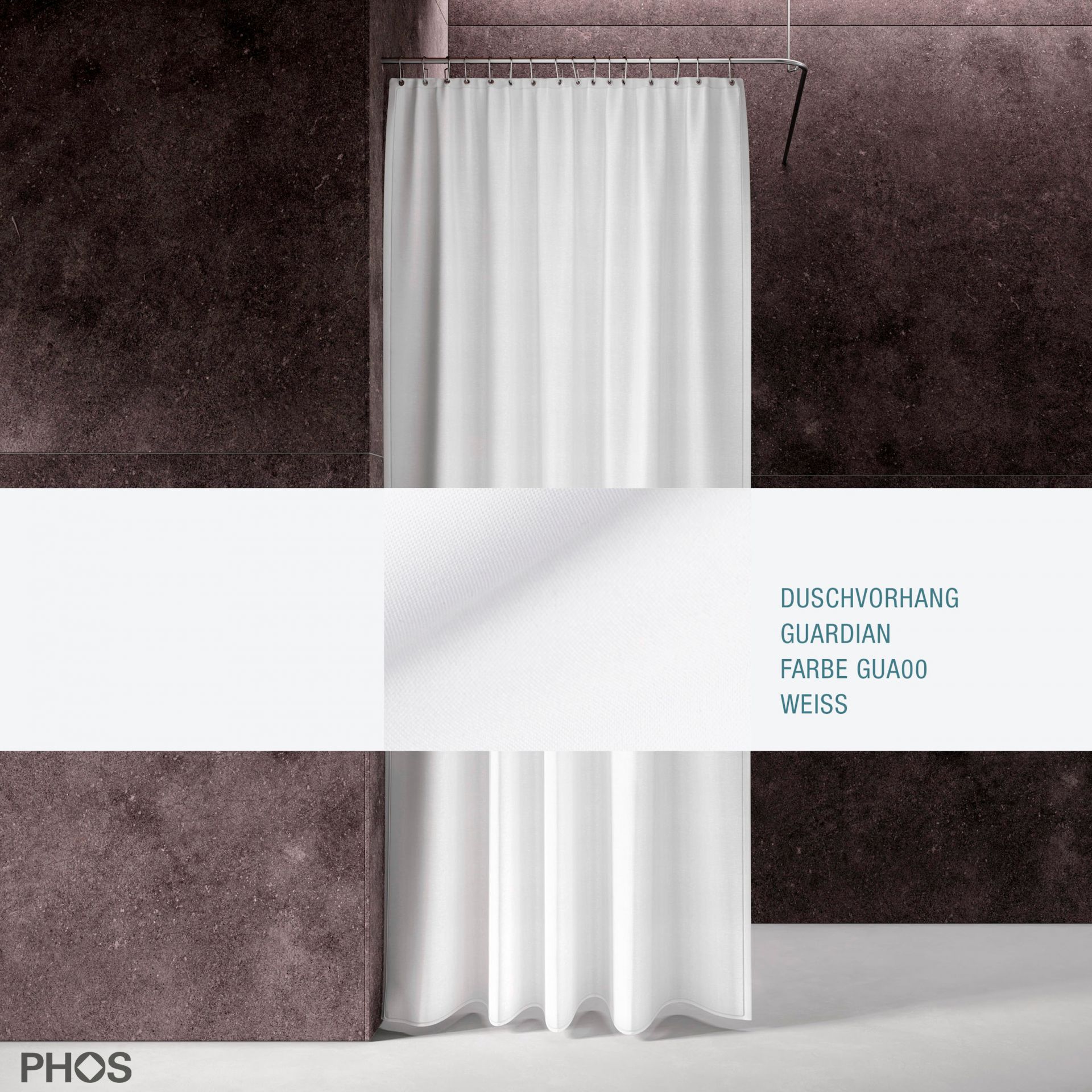 GUARDIAN - textiler Duschvorhang 200 cm x 200 cm, in Weiß aus Trevira