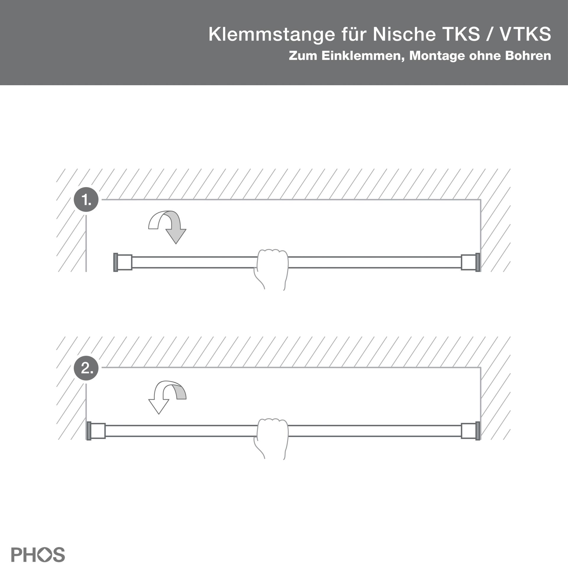 Klemmstange für Vorhänge & Gardinen Ø20 mm, nach Maß 100-160 cm