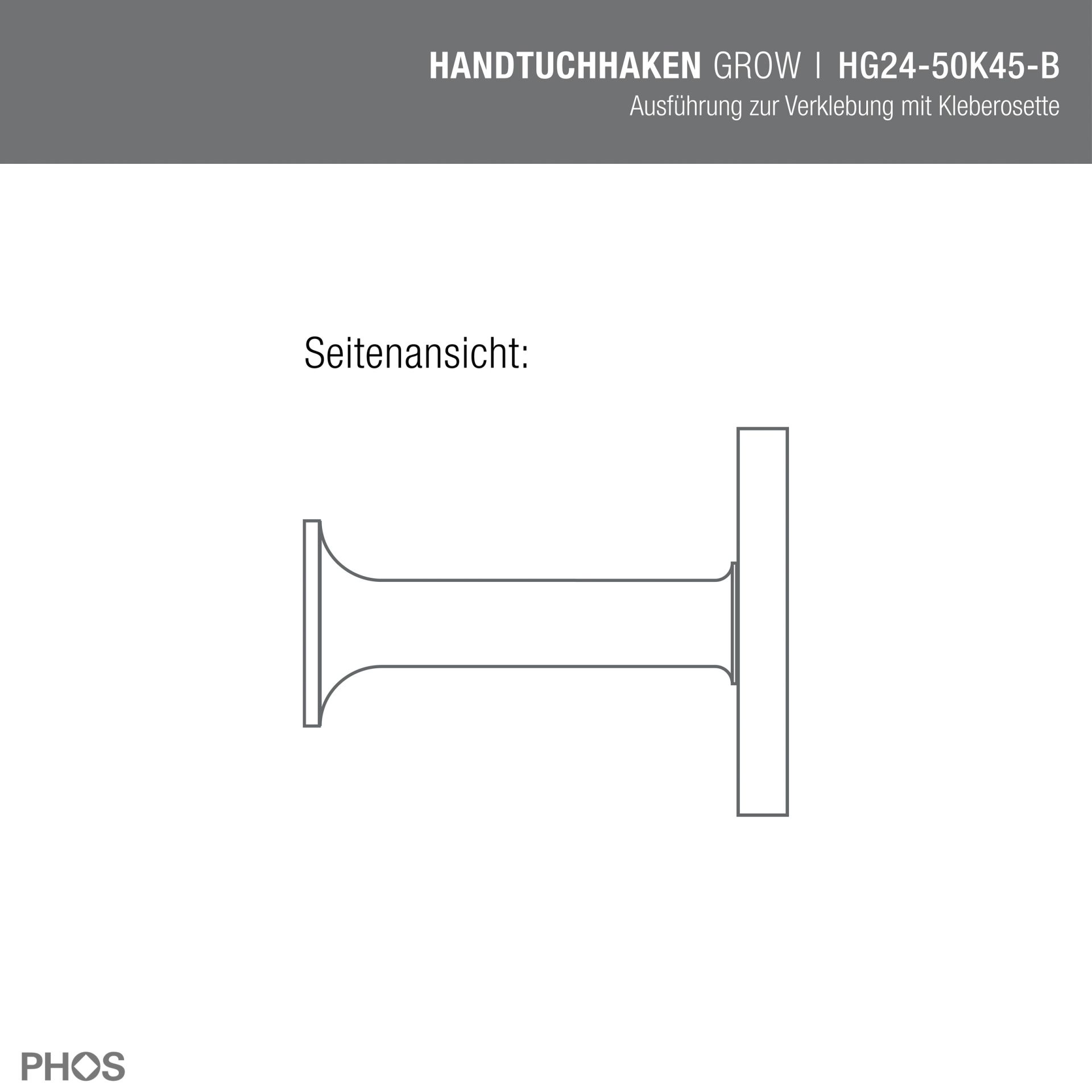 Klebe-Handtuchhaken, konischer Kopf, 5 cm lang, Design Award